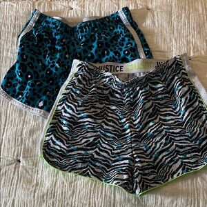 Justice Blue Leopard and Zebra Print Mesh Shorts Size 12